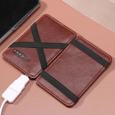 China Retro Convenient Genuine Leather Card Holder With Power Bank Good Quality Tower Card Holder for sale