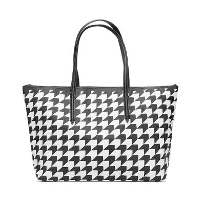 China Lady Custom Brands High Quality PU Chic Grid Pattern Leather Designers Women Leather Handbags Tote Bags Bag for sale