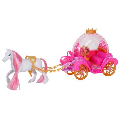 China 2020 Girls Toys Huiye Girl Horse Toys Plastic Horse Carriage Toys Beauty Children Play Horse Princess Carriage for sale