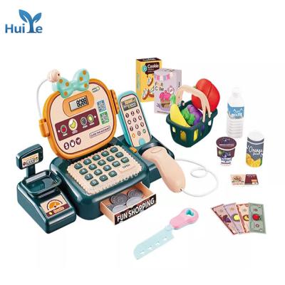 China Huiye 22pcs Smart Pretend Game Kids Supermarket Electric Cash Register Machine Toys 41*19.5*23CM for sale