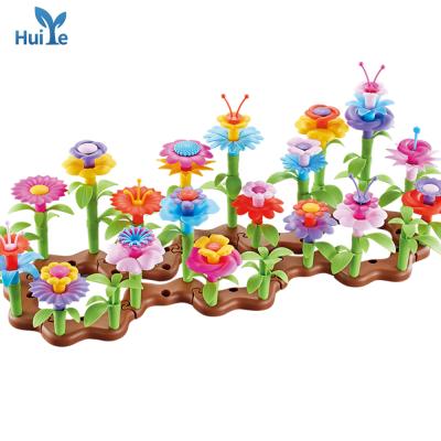 China DIY TOY Huiye Flower Building Toy Kids 104 PCS Plastic Educational Building Blocks Flower Garden Building Blocks Set Toys For Children for sale