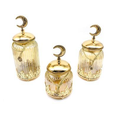 China Golden Candy Jar New Design Cheap Party Food Serving Golden Storage Jar / Hotels Home Goods Candy Cookie Canister Candy Jar With Lid for sale