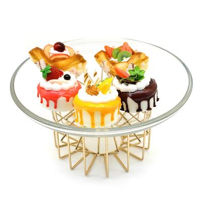 China Disposable Factory Wholesale Luxury Cake Dish Plate Gold Metal Iron Candy Plate Bowl Fruit Snack Serving Rack For Party for sale