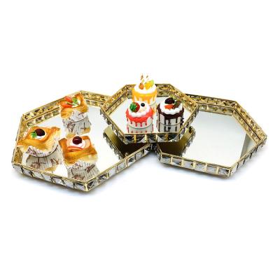 China Disposable Luxury Home Decorative Grey Crystal Gold Turkish Candy Serving Trays Dry Fruit Trays Display Chocolate Bowl Cake Plates for sale