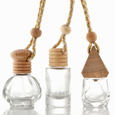 China Car Refillable Clear Glass Perfume Refilling Bottle With Wooden Screw Lid 5ml 6ml 8ml 10ml 12ml 15ml for sale