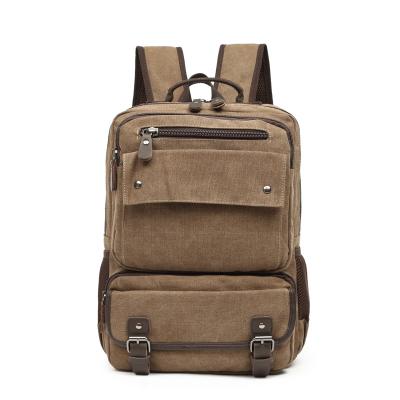 China Vintage style PORTABLE wholesale goods canvas custom casual backpack European and American laptop shoulders backpack for men for sale