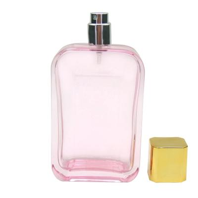 China Pressing Sprayers 100ml Rose Colored Glass Rectangular Perfume Bottles With Luxury Sprayer Pump Mist Sprayer Bottle Atomizer HAODEXIN for sale