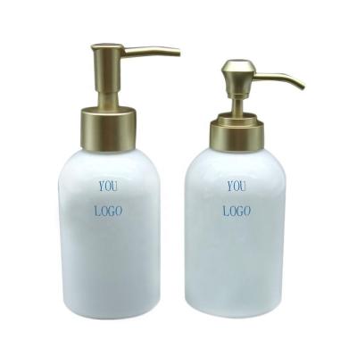 China Solid Color 200ml Porcelain White Body Lotion Soap Glass Bottles With Pumps HAODEXIN Wholesale for sale