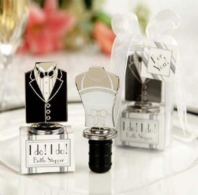 China Alloy Wedding Wine Stopper Favors I Do! I do ! Newlyweds Bottle Stoppers (2pcs/pair) for sale