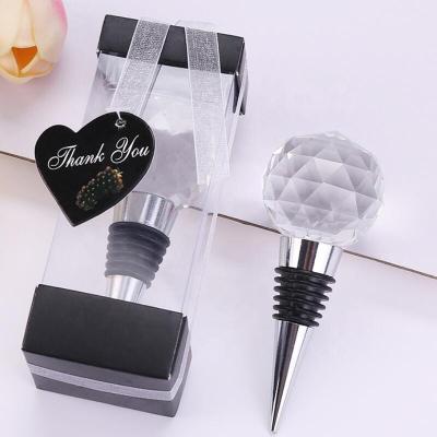 China Collection Zinc Alloy and Crystal Crystal Ball Design Wine Stoppers Vineyard Wedding Wine Stopper Favors for sale