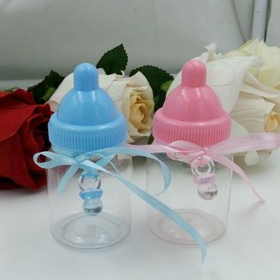 China Baby Shower Box Baby Shower Milk Bottle Candy Box in Blue and Pink Color, Plastic Favor Box for sale