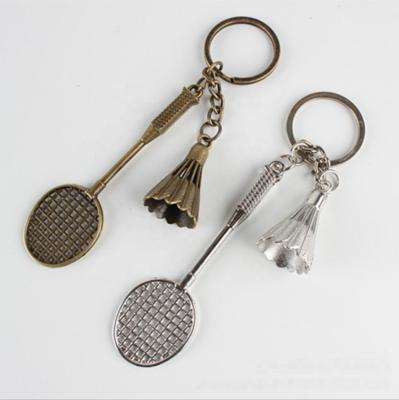 China Suvenir Gift 100pcs/lot Metal Badminton Racket Keychain Key Ring Gift Craft Nativity Metal Pendant for sale