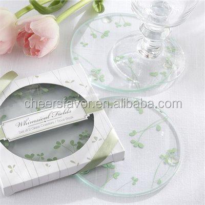 China Wedding Favor Lace Glass Design Frosted Glass Coasters (set of 2) for sale