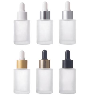 China Personal Care 30ml 1oz Essential Oil Dropper Serum Glass Matte Bottle Pipette Tinting Gel Face Care Industrial Use With Metal Cap for sale