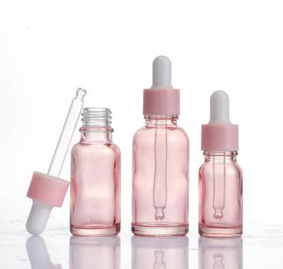 China Household Products 15ml Pink Cute Woman Use Proof Refillable Hat Tamper Dispenser Oil Bottle Serum Tincture Essential Glass Pipette Personal for sale