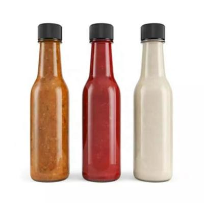 China 90ml 150ml Food Empty Tall Clear Jar Style Glass Bottle Favorite Sauces Salsa Making Syrups With Screw Lid Hole Cap for sale