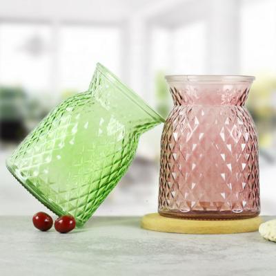 China Household Products Lattice Pineapple Shape Shiny Large Vacuum Green Color Porcelain Green Color Mini Vase Home Decoration Glass Use For Flower Pot DIY Use for sale