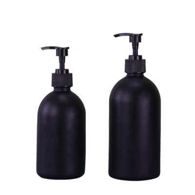 China Matte Black Round 350ml Household Products Hand Wash Glass Bottle Shampoo Bath Shower Gel Empty Body Cream Hair Jar Exfoliating With Plastic Pump for sale