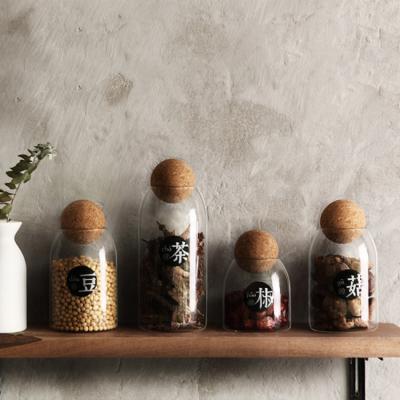 China High Quality Large 500ml 800ml 1200ml Large Borosilicate Glass Coffee Bean Jar Food Storage Container With Bamboo Log Cover for sale