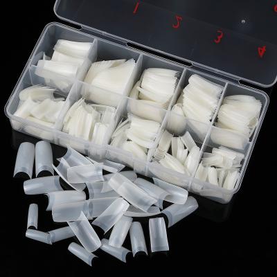 China New Arrival 500pcs Lady Acrylic French Acrylic Style Artificial False Nails Half Tips False Nail French Tips Half Nails for sale