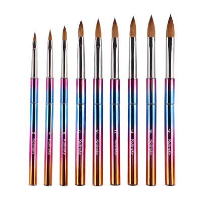 China NAIL New Arrival Sand Nail Acrylic Nail Brushes Wholesale Rainbow Metal Handle for sale