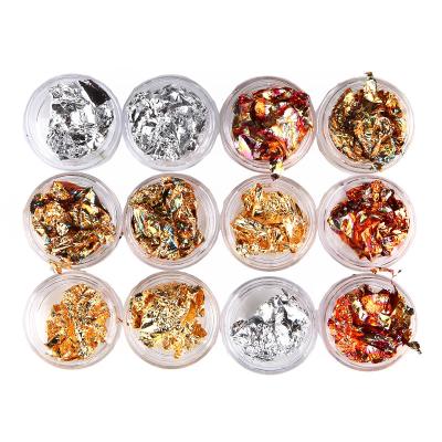 China Nail Art Decals Set Aluminum Art Accessories Foil Paillette Chip Nail Art Design Decoration DIY Metal New Arrival Nail for sale