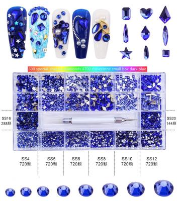 China New Arrival 21 Grid Box Packing Mix Color Nail Rhinestone Flat Bottom Multi-size Plastic Crystals for sale