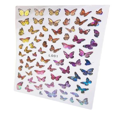 China New Arrival Plastic 3D Nail Art Butterflies Stickers For Manicure Decoration Self Adhesive Water Proof Butterfly Nail Art for sale