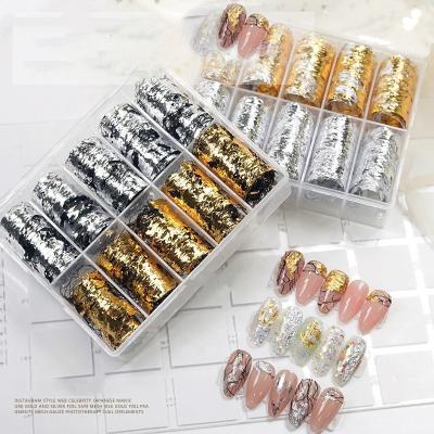 China Fashion Design New Arrival Gold Silver Foil Decoration Nail Metallic Foil Metallic Foil Sticker Nail Glitter 3D Holographic Glitter Sequin Line Aluminum Line Decal for sale