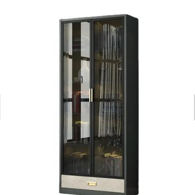 China Custom Beautiful Gray Glass Bookcase Modern Bookshelf With Door Glass Book Shelves Cabinet for sale