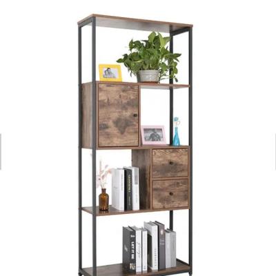 China Strong Modern Wooden Living Room Furniture Folding Bookshelf 4 Tier Industrial Home Office Storage Racks for sale