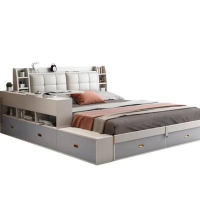 China Modern Multifunctional Large Bed Tatami Modern Storage Furniture Bedroom Wooden Beds for sale