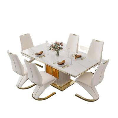 China Luxury Scandinavian K/D Rectangle Storage Marble Dining Table 8 Seat And Chair Combina Dining Table Set Dining Furniture for sale