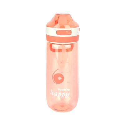 China New Design Sustainable Best Selling Bpa Free Kids Flip Top Silicone Handle Plastic Portable Water Bottle With Straw for sale