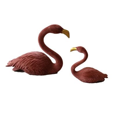 China Europe And USA Polyresin Resin Kids Craft Home Decos Garden Animal Sculpture Ornaments Flamingo Statue In Velvet Finish for sale