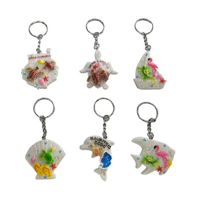 China Hot Selling Glass Customized Beach Souvenirs Resin Turtle Glitter Bag Charm Car Key Chain Pendant Keychain for sale