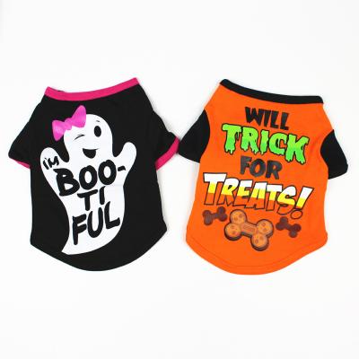 China Stocked Cartoon Print T-shirt Teddy Bear Halloween Pet Apparel Wholesale for sale