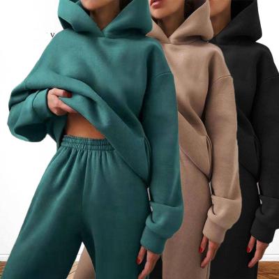 China QUICK DRY Women's Tracksuit Loungewear Wear Sport Hoodie Jogging Oversized Sweatshirts And Panty Crop Sweatsuit Two Piece Sets For Women for sale