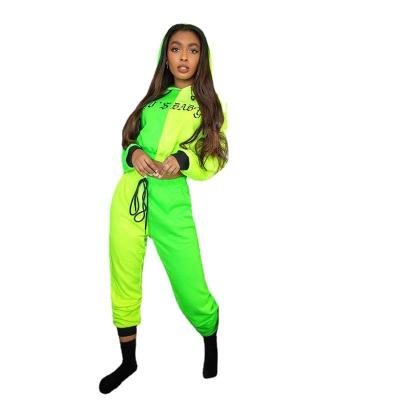 China Hoodie Plus Size Set Neon Green Sport Tracksuit Plus Size Tracksuits For Women for sale