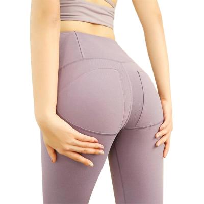 China 2021 New Arrival Popular Product Breathable Customize Logo Solid Color Gray Purple Women's Sports Fitness Leggings for sale