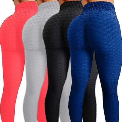 China OEM Antibacterial Women Waist Jacquard Workout Top Sports Leggings Women Fitness Gym Stretch Tights Sexy for sale