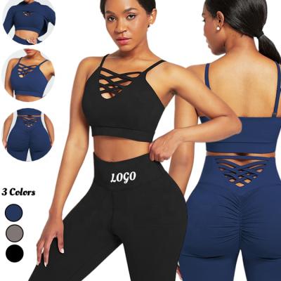 China Antibacterial Workout Suits Tracksuit Sports Gym Wear Comfortable Soft Breathable Elastic Shorts Yoga Set Women Sport Wears Tracksuit Sports for sale