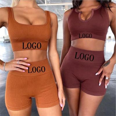 China Two Piece Clothing Anti-UV Gym Fitness Biker Shorts Sets For Women for sale