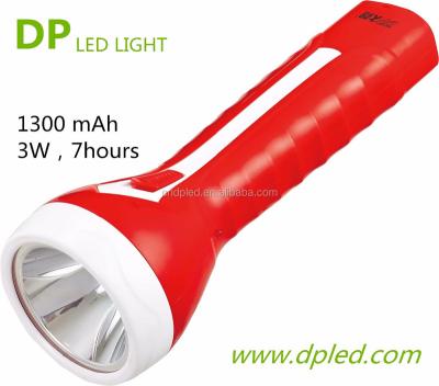 China DP Led Light Rechargeable Led Electric Torch Rechargeable Led Torch DP Led Plastic Torch 1300 mAh for sale