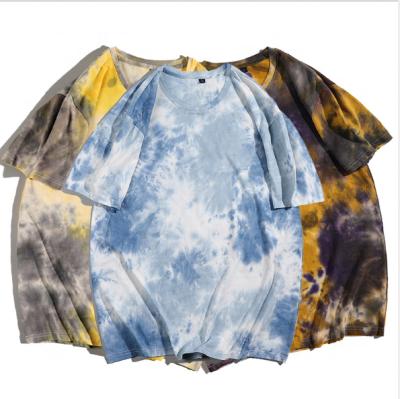 China Anti-Wrinkle Mens T-shirts Streetwear Cotton Tops Hip Hop T-shirt Short Sleeve T-shirts Oversized Mens Clothes Tie-Dye T-shirt Summer 2021 for sale