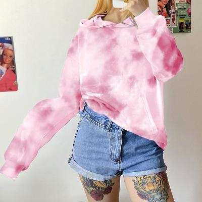 China Anti-wrinkle gym sports wear streetwear custom oversized hoodie sweatshirt custom logos joggers women dye tie hoodies for sale