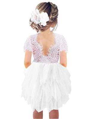 China Princess Baby Lace Party Toddler Girls Birthday Bridesmaid Dress Breathable Midi Breathable Sleeve Twirl Tutu Dress Eyelash Flower Girl for sale