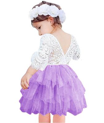 China Breathable Baby Girl Birthday Cake Smash Dress Princess Dress Midi Half Sleeve Baby Party Toddler Girls Eyelash Lace Twirl Tutu Dress for sale