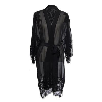 China Beta Personalized Solid Satin Party QUICK DRY lace up QUICK DRY long robe robe robe sexy loose casual long robes bridal sleepwear for sale