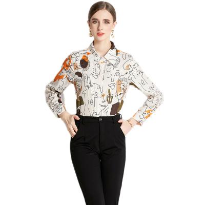 China Breathable Spring Summer New Arrival High End Customized Women Print Blouses And Shirts Tops for sale